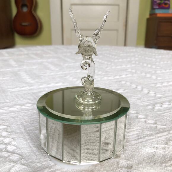 Vintage Hummingbird Mirrored Glass Music Box Taiwan Wind Up Rotating Collectible - Picture 5 of 9